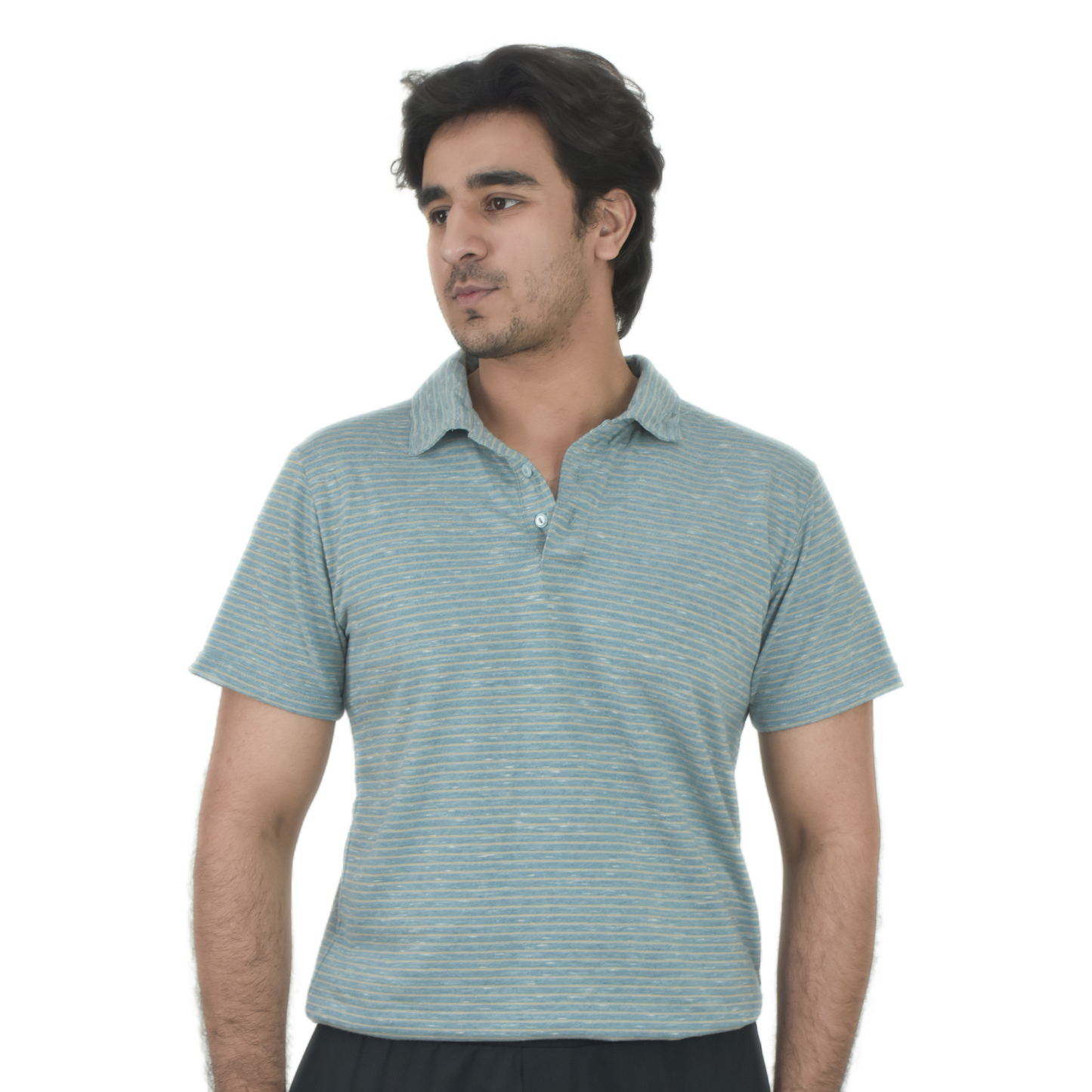 Men's Steel Blue Performance Collar Polo – Breathable & Lightweight