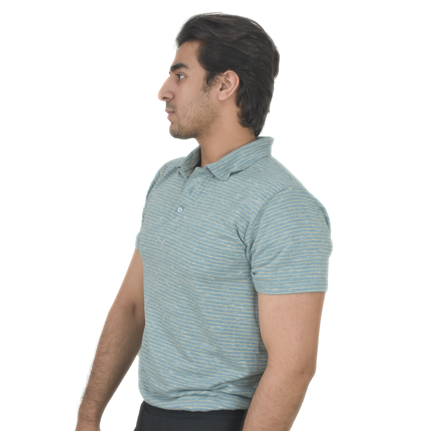 Men's Steel Blue Performance Collar Polo – Breathable & Lightweight