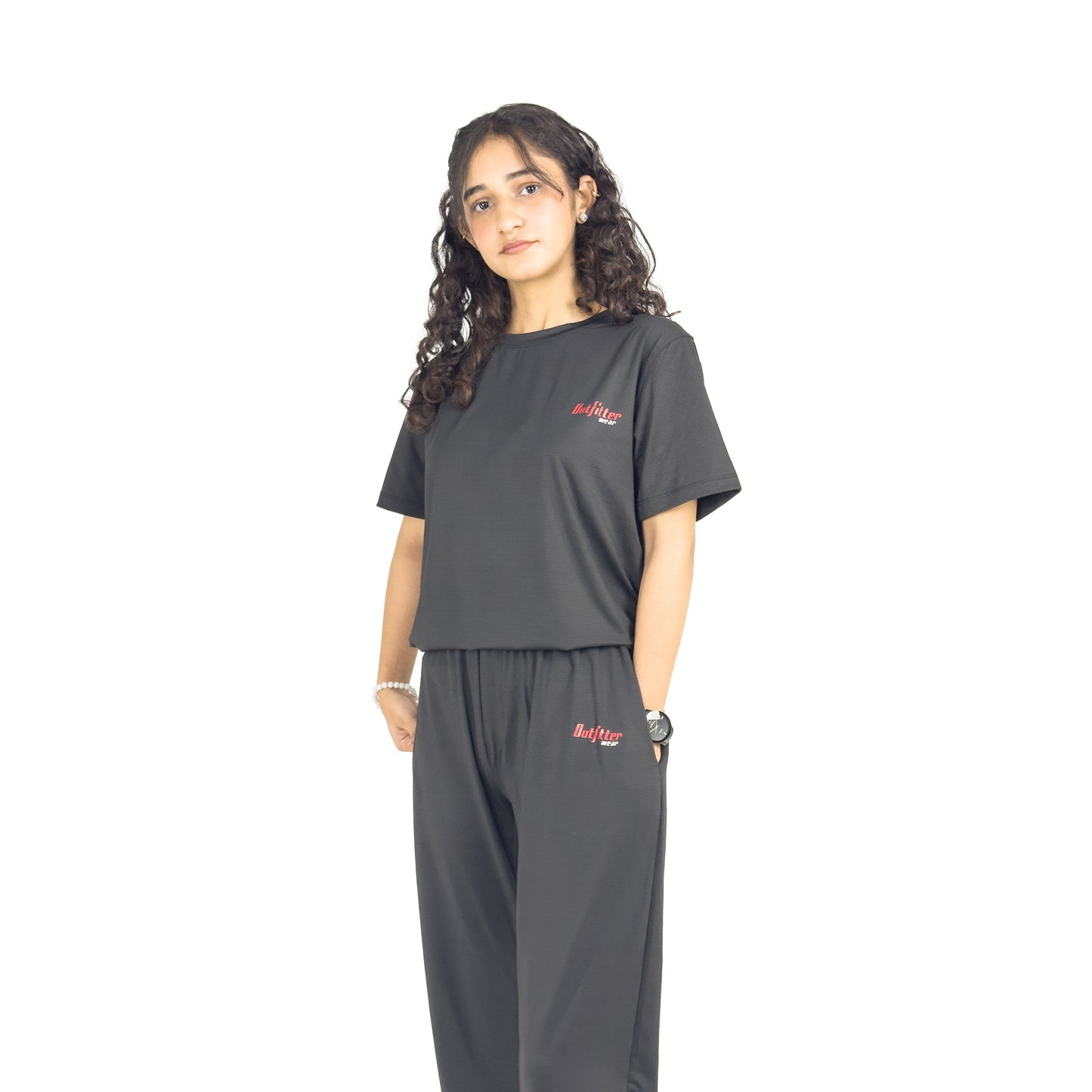 Bee Mesh Black Dryfit Women Track Suit