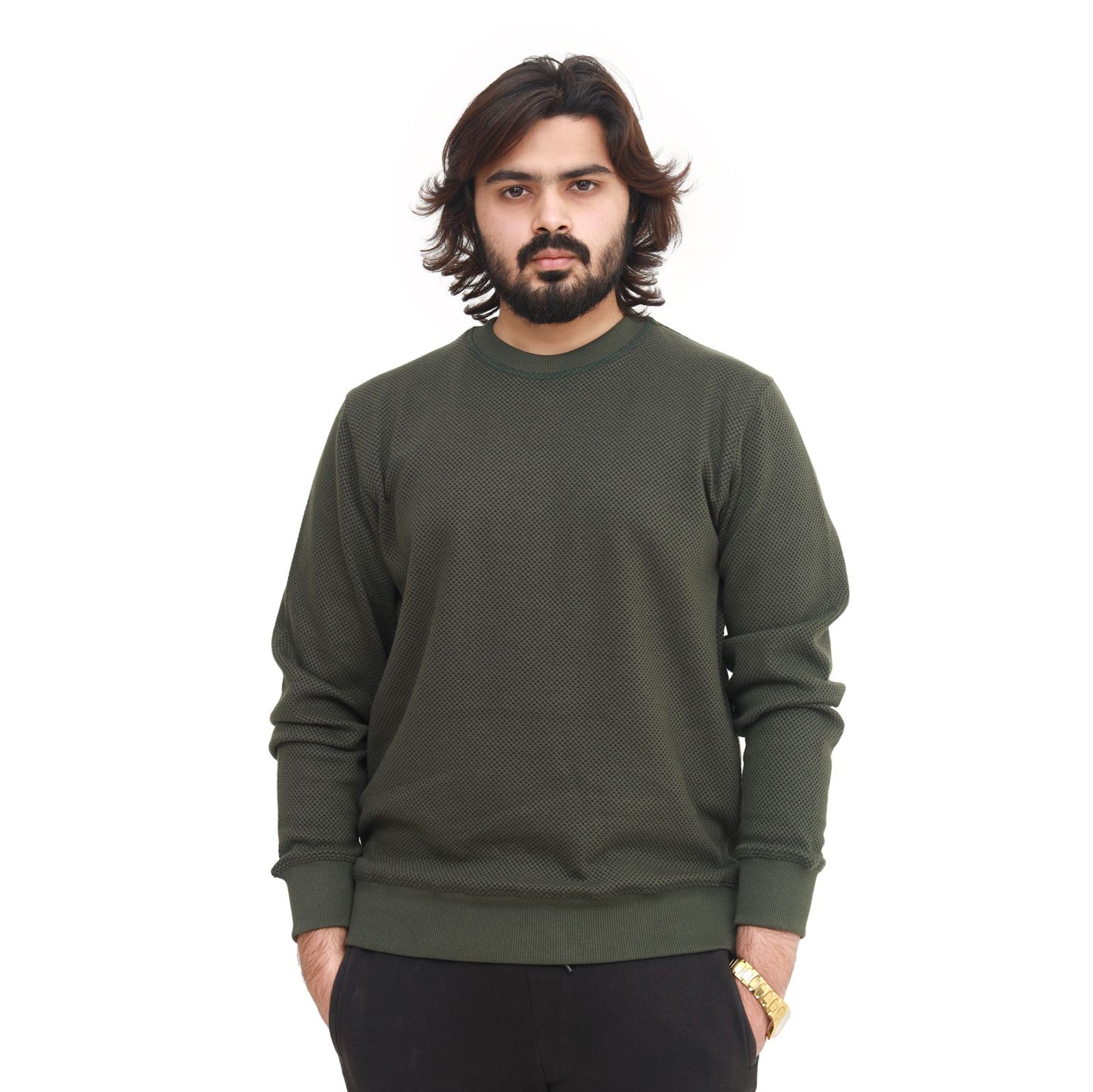 "Classic Crewneck Sweatshirt – Effortless Comfort" Olive Green
