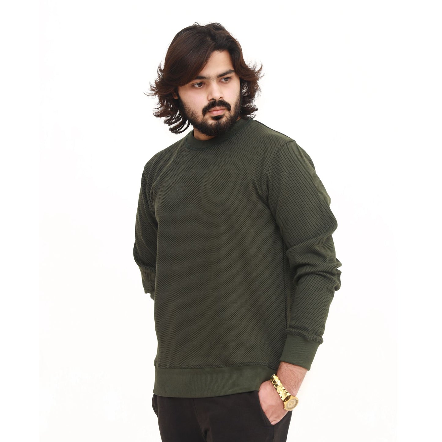 "Classic Crewneck Sweatshirt – Effortless Comfort" Olive Green
