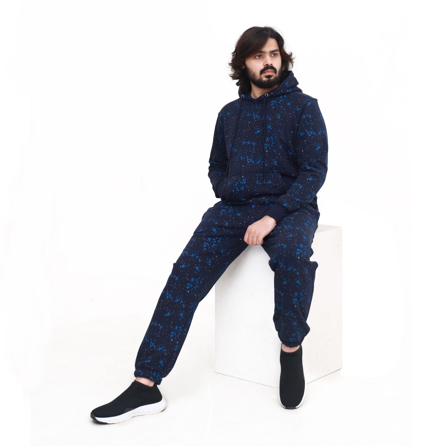 Galaxy Print Hooded Tracksuit Set - Navy Blue (Copy)