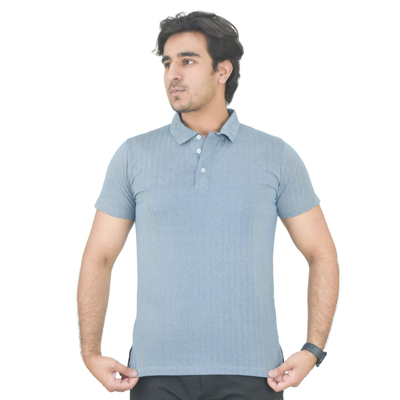 Light Blue Pattern Men's Polo Breathable and Lightweight T-Shirt