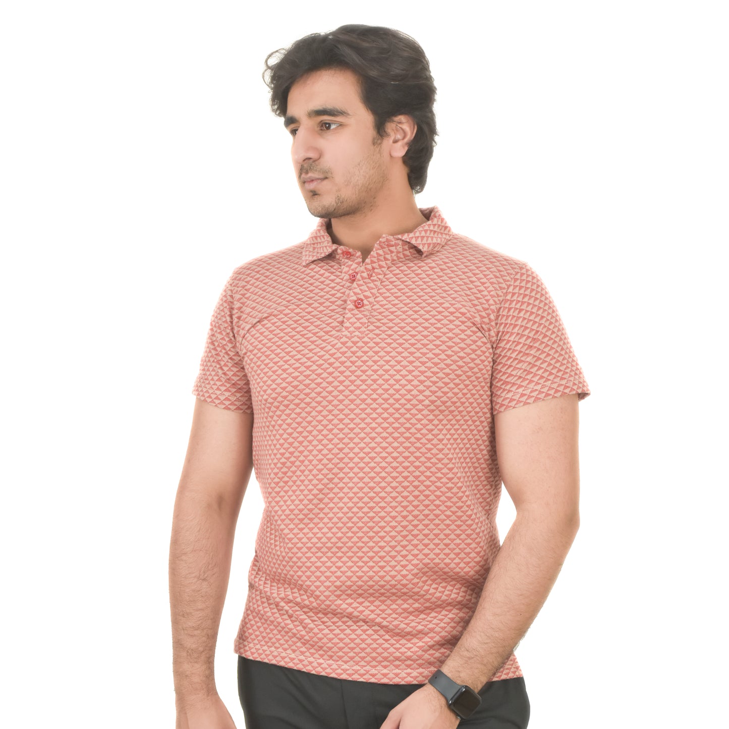 Men's Coral Performance Collar T-Shirt – Breathable & Lightweight