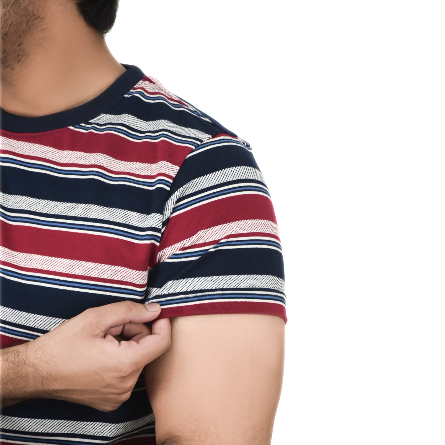 Men's Strips Round Neck Performance T-Shirt – Breathable & Lightweight