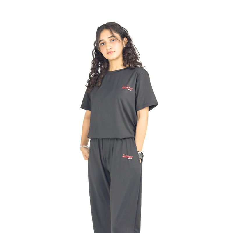 Bee Mesh Black Dryfit Women Track Suit