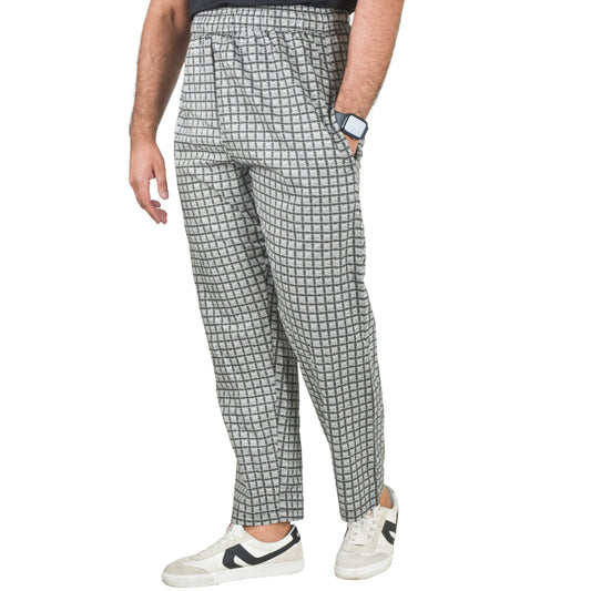 Black Checked Cotton Trouser